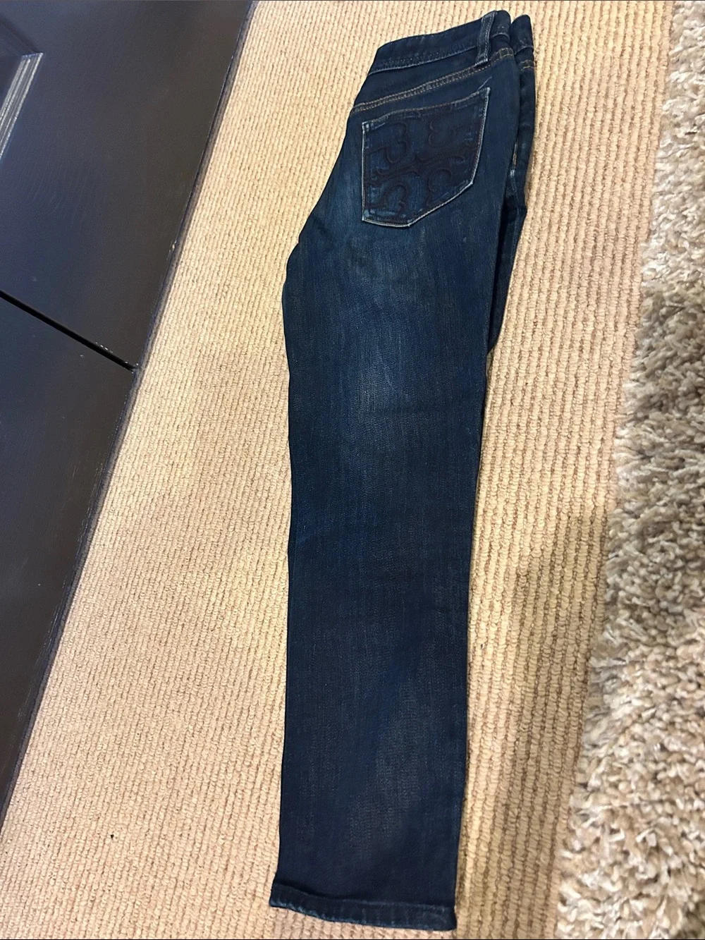 Tory Burch Dark Indigo Cropped Slim Jeans